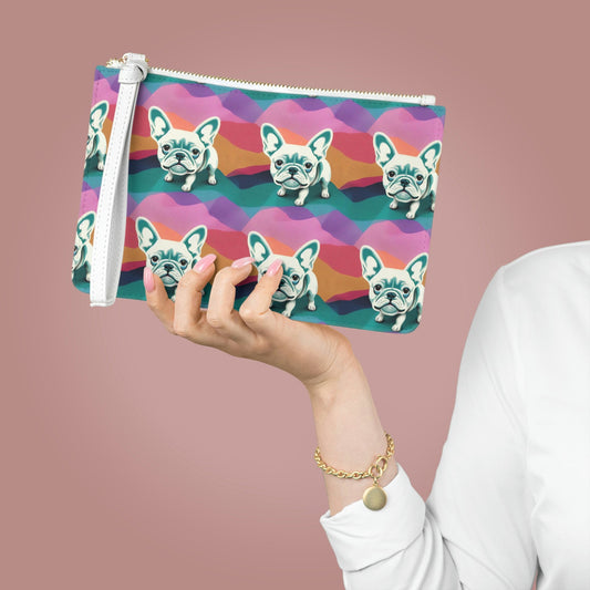 French Bulldog Clutch Bag, Cute Purse  For Women, Small Zipper Clutch Bag, Vegan Leather Bag, Cosmetic Bag Gift for Women