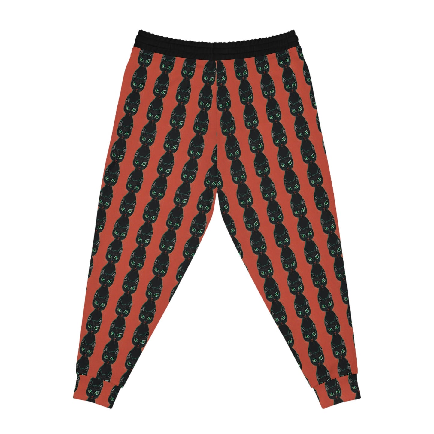 Green Eyed Cat Pattern Mens Joggers, Cat Clothing High Waisted Joggers, Animal Clothing Mens Yoga Pants, Streetwear Pants
