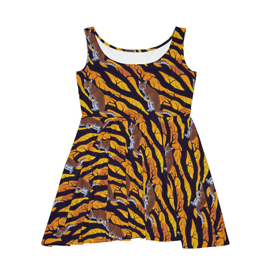 Bobcat Skater Dress, Cat Pattern Sleeveless Dress, Spooky Skater Dress for Women, Handmade Cat Tank Dress