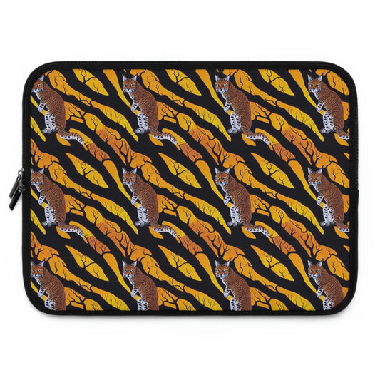 Bobcat in Spooky Forest Laptop Sleeve, Laptop Organizer Zipper Pouch, Animal Laptop Case, Laptop Travel Case, Tree Laptop Pouch
