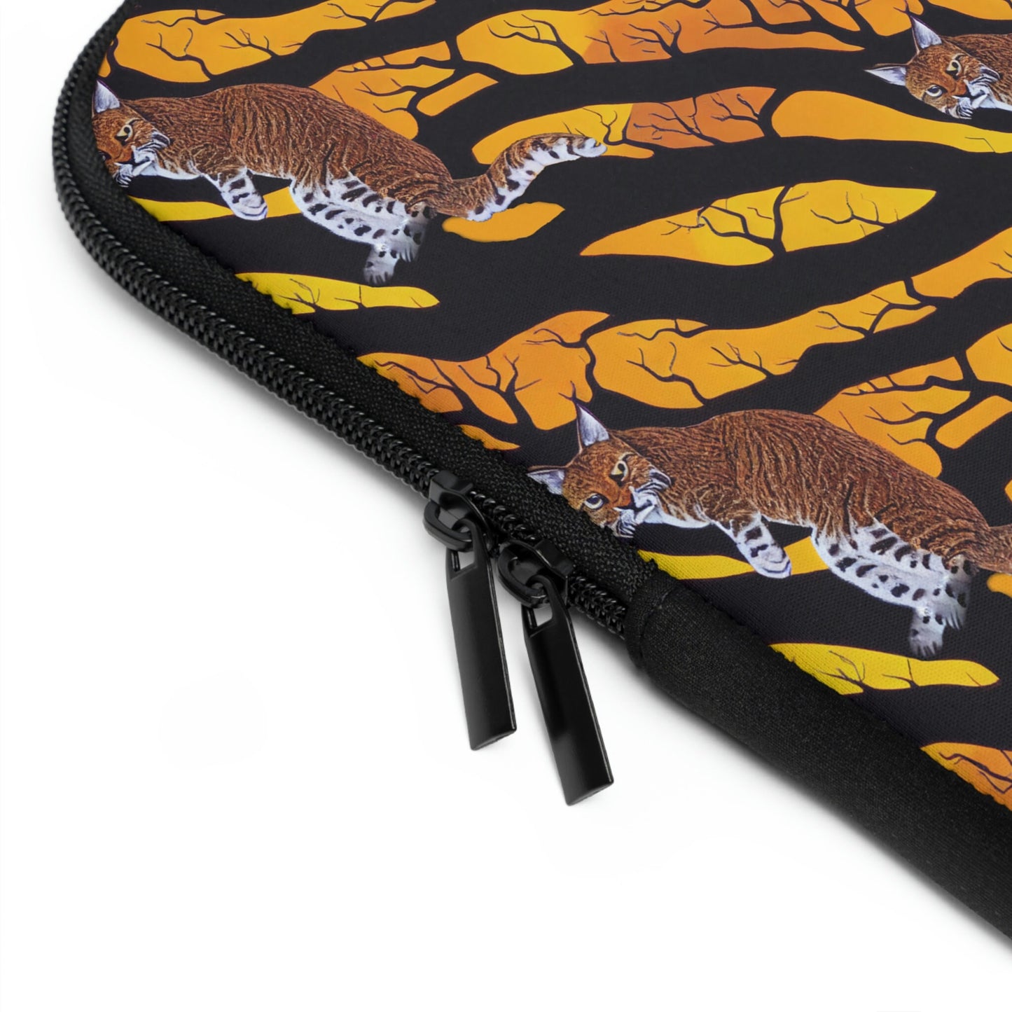 Bobcat in Spooky Forest Laptop Sleeve, Laptop Organizer Zipper Pouch, Animal Laptop Case, Laptop Travel Case, Tree Laptop Pouch