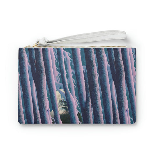 Yeti Purple Forest Clutch Bag, Wedding Clutch Bag For Women, Bridal Party Bags, Vegan Leather Cosmetic Bag, Small Clutch