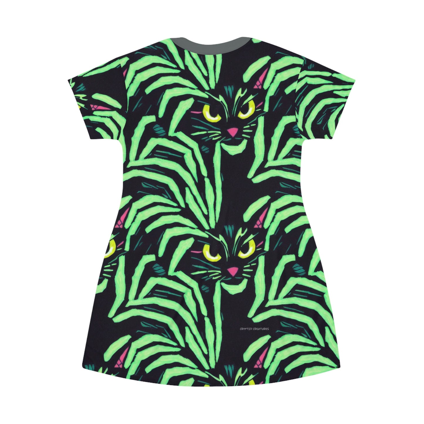 Yellow Eyed Cat Tshirt Dress, Oversized Spooky Cat Shirt Dress, Summer Women Tshirt, Aesthetic Shirt Cat Lover Gift
