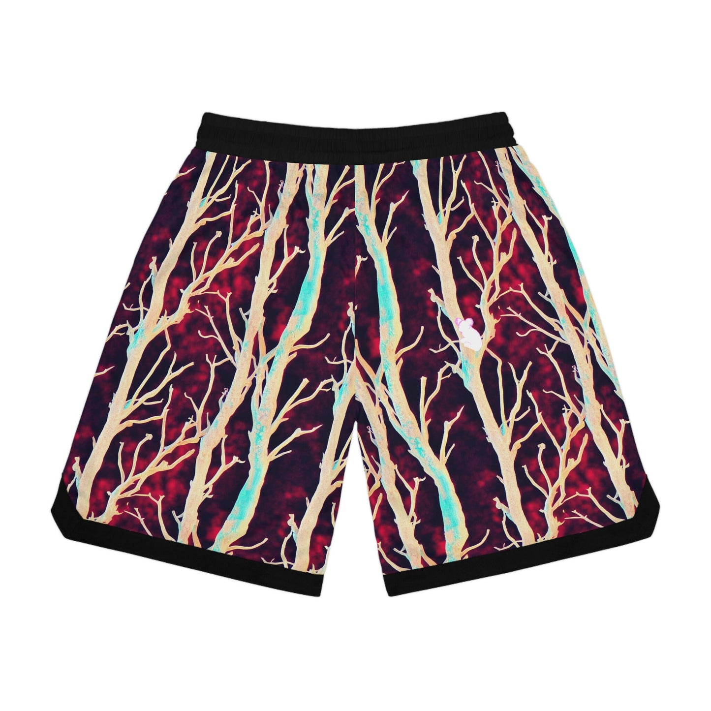 Koala Bear Purple Forest Basketball Shorts, Purple High Waisted Shorts, Animal Clothing Graphic Shorts, Comfy Sport Shorts