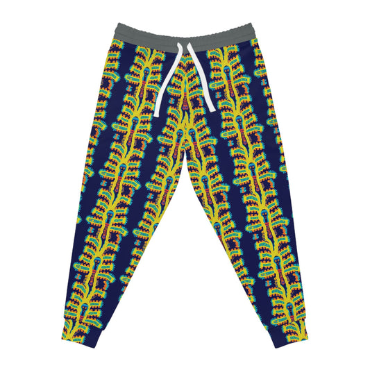 Cryptid Native Huichol Style Mens Joggers, Athletic Clothing High Waisted Joggers, Mens Yoga Pants, Comfy Workout Pants