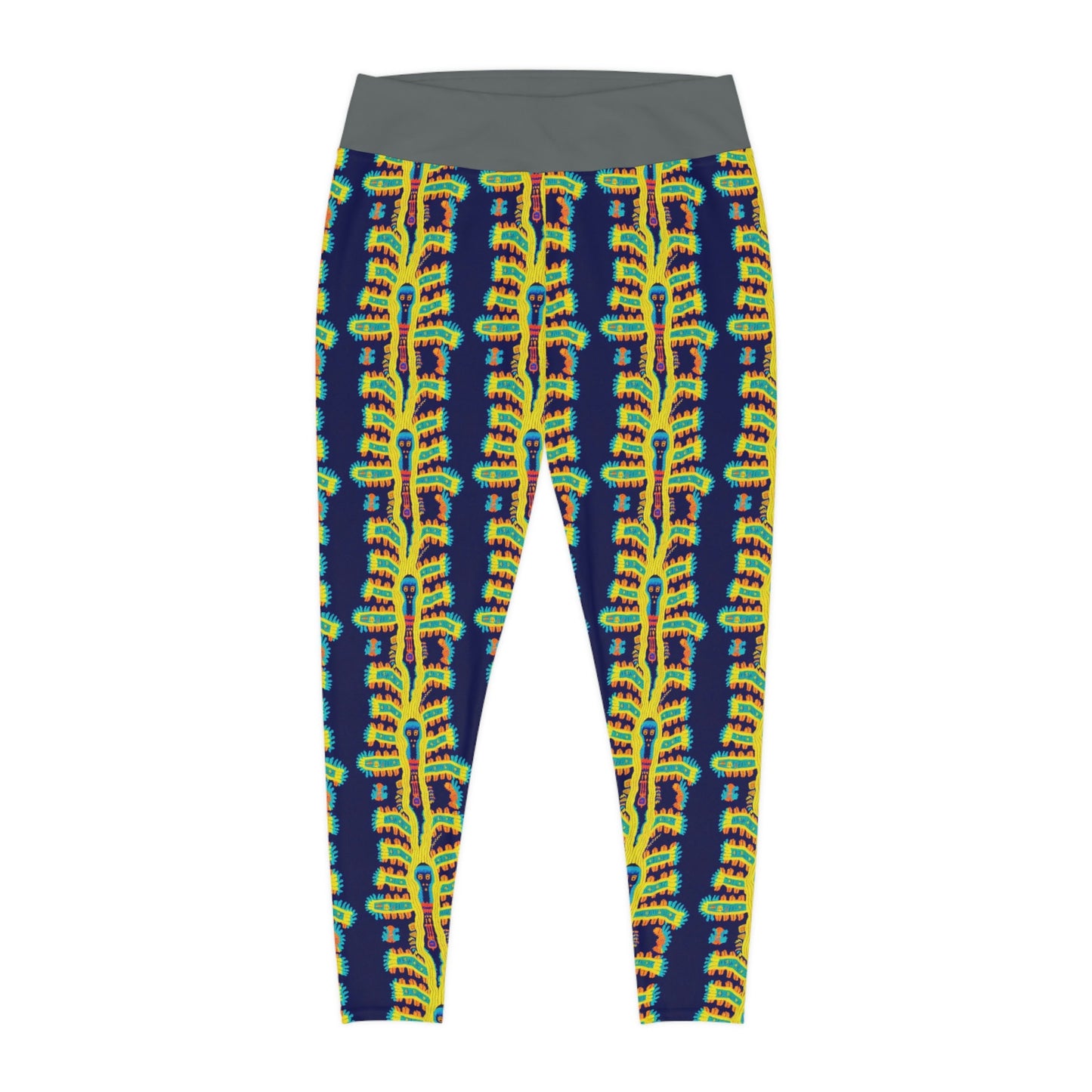 Cryptid Huichol Style Plus Size Leggings, Yoga Leggings,  Workout Leggings, Animal Leggings for Women, Fitness Leggings