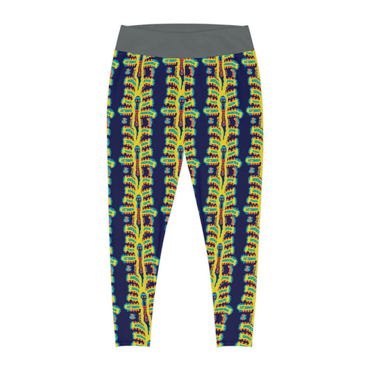 Cryptid Huichol Style Plus Size Leggings, Yoga Leggings,  Workout Leggings, Animal Leggings for Women, Fitness Leggings