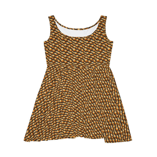 Gila Monster Skin Skater Dress, Reptile Scales Skater Dress for Women, Handmade Mini Skater Dress, Sleeveless Dress