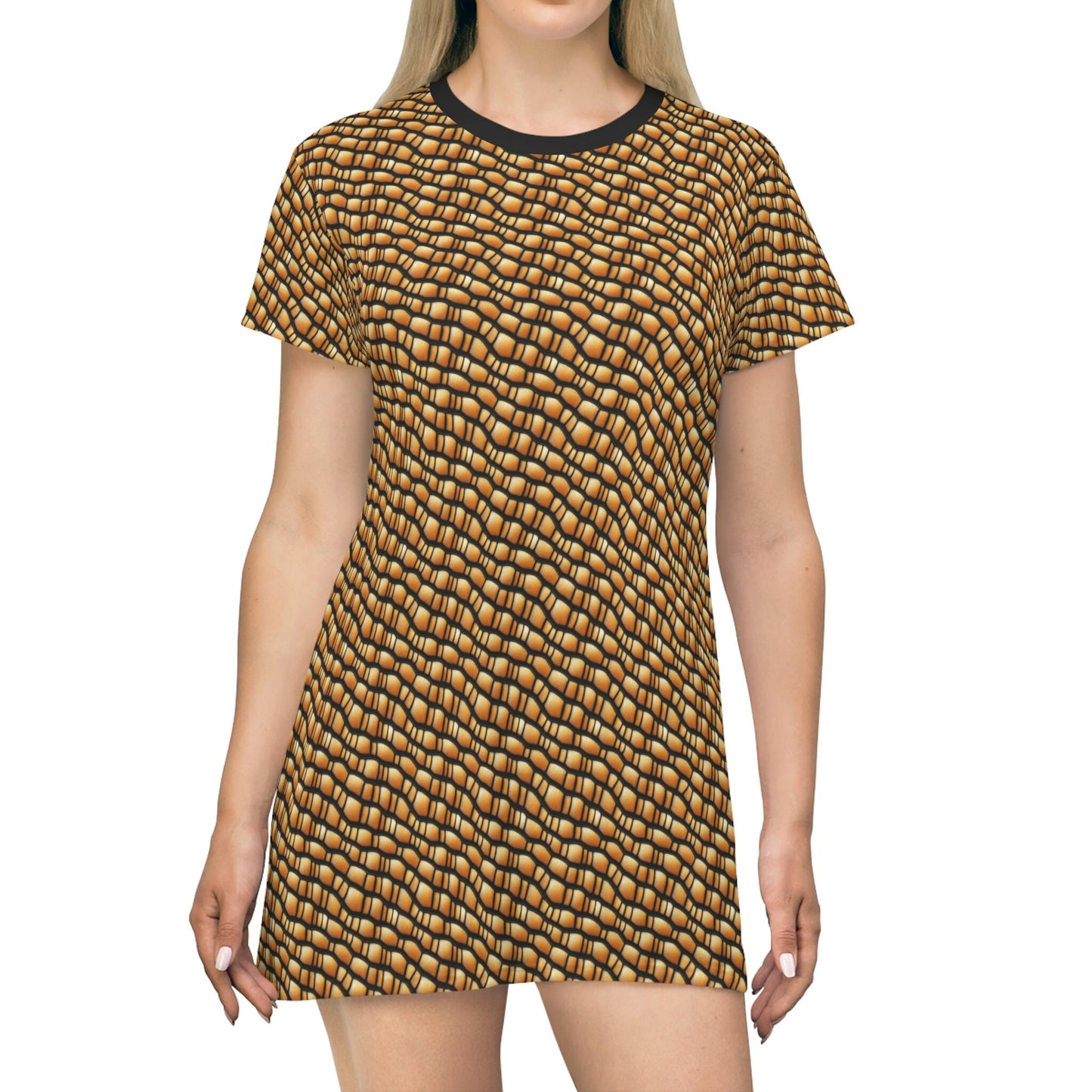 Gila Monster Skin Oversized Tshirt Dress, Lizard Skin Print Summer Shirt Dress, Graphic Tshirt For Women, Short Sleeve Dress