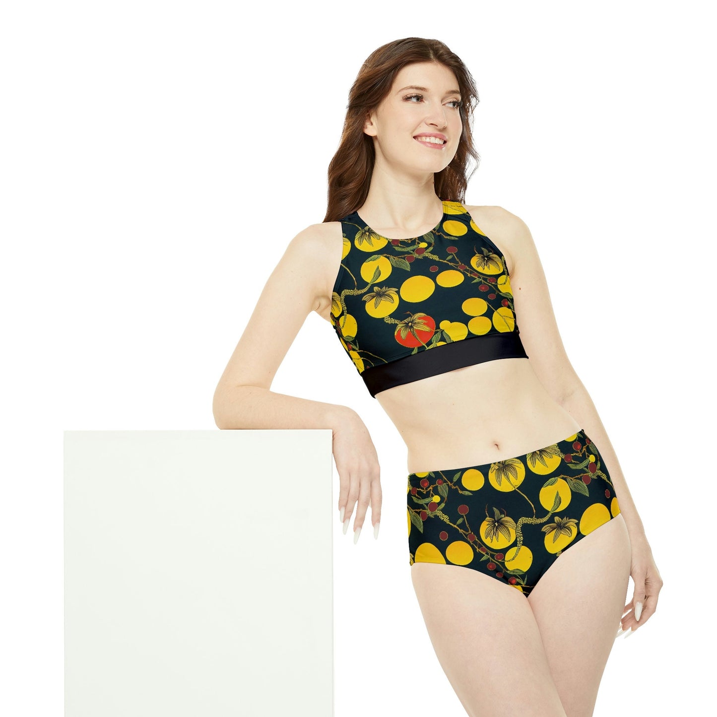 Tomato Garden Sporty Bikini Set, Sexy High Waisted Bikini Set, Girls Bikini Two Piece Set, Two Piece Beach Clothes