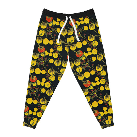 Tomato Garden Mens Joggers, Night Garden High Waisted Joggers, Botanical Clothing Workout Pants, Vegetable Clothing Gym Joggers