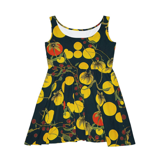 Tomato Garden Skater Dress, Night Garden Skater Dress for Women, Handmade Mini Skater Dress, Sleeveless Summer Dress
