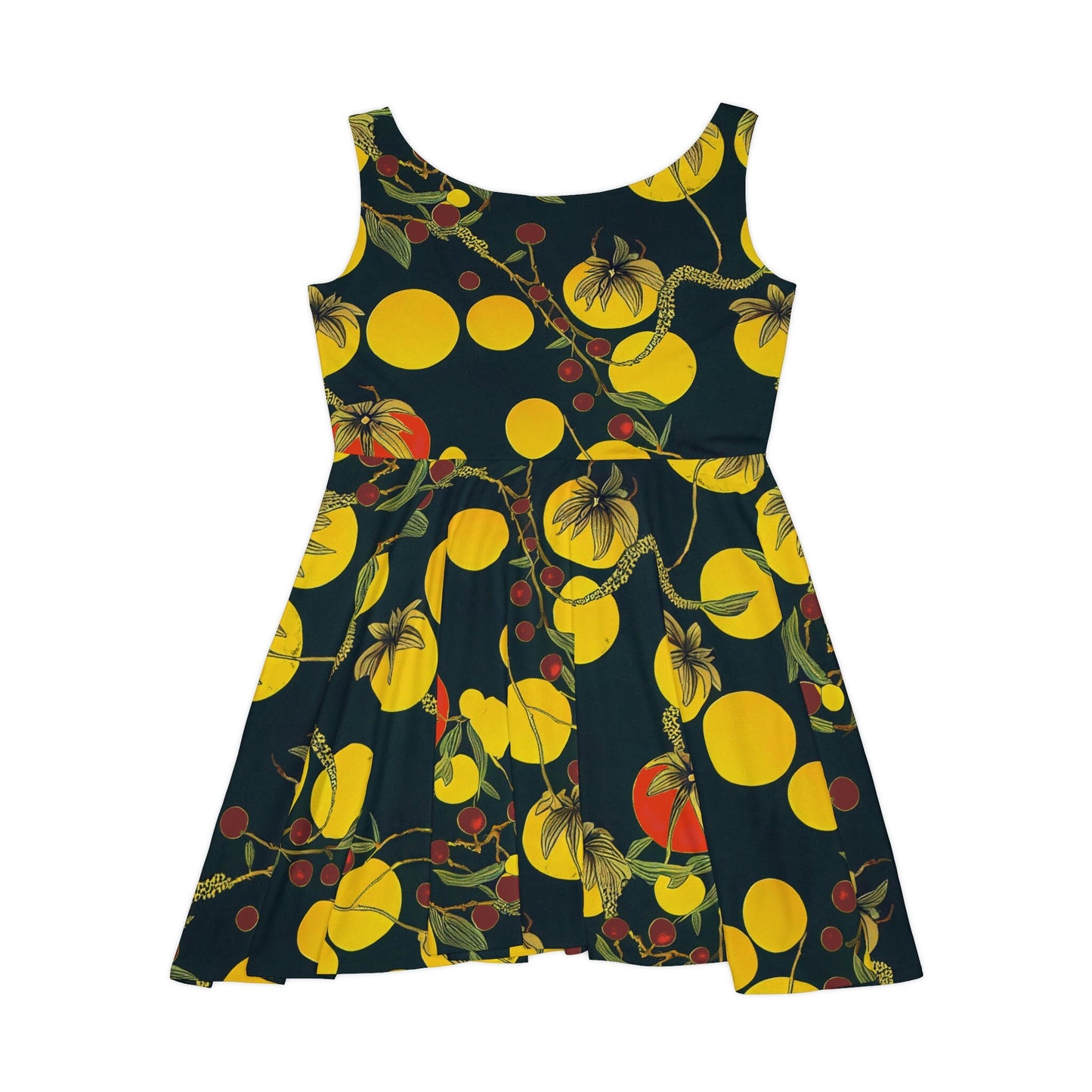 Tomato Garden Skater Dress, Night Garden Skater Dress for Women, Handmade Mini Skater Dress, Sleeveless Summer Dress