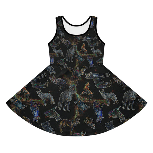 Coyote Galaxy Sundress, Girls' fashion, Sleeveless, Women's fashion, Stylish pattern, Unique design, Casual wear, Trendy, Galaxy, Unique art