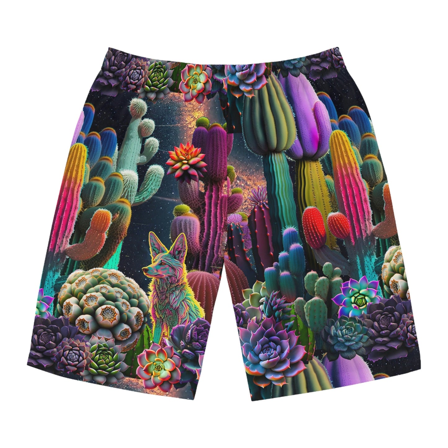 Coyote Cactus Dream Men's Board Shorts Flashy Gear Street Wear Cryptid Creatures Co
