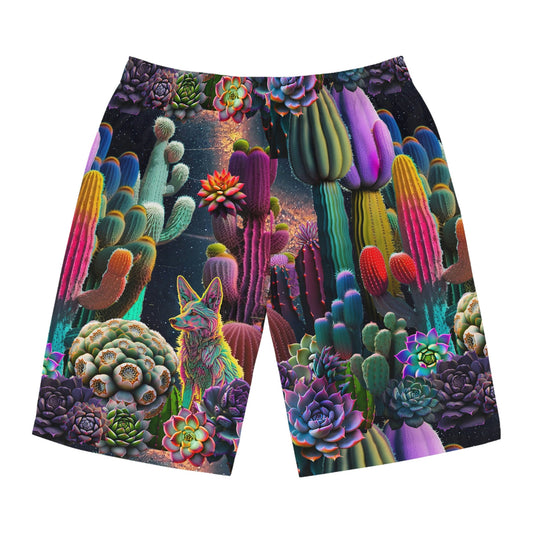 Coyote Cactus Dream Men's Board Shorts Flashy Gear Street Wear Cryptid Creatures Co