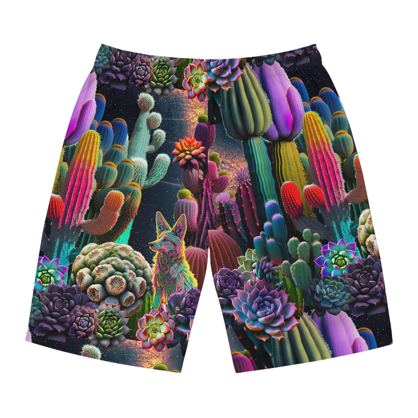 Coyote Cactus Dream Men's Board Shorts Flashy Gear Street Wear Cryptid Creatures Co