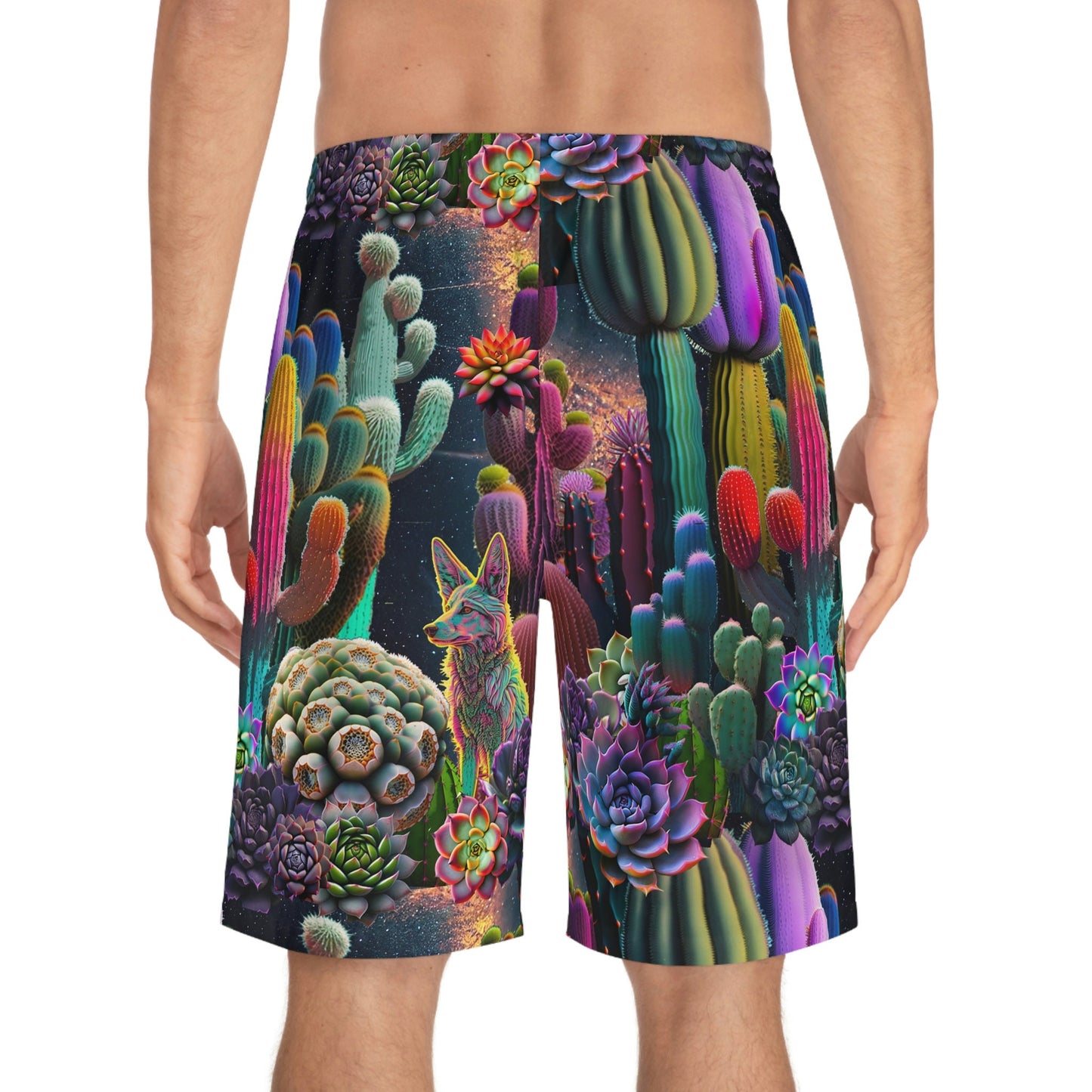 Coyote Cactus Dream Men's Board Shorts Flashy Gear Street Wear Cryptid Creatures Co