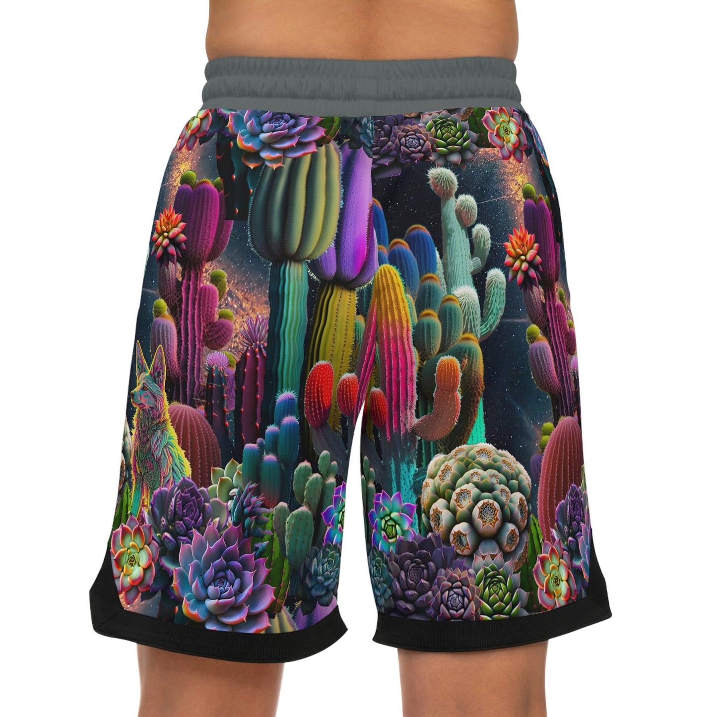 Coyote Cactus Dream Basketball Rib Shorts Flashy Gear Street Wear Cryptid Creatures Co
