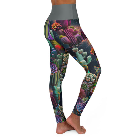 Coyote Cactus Dream High Waisted Yoga Leggings Cryptid Creatures Co