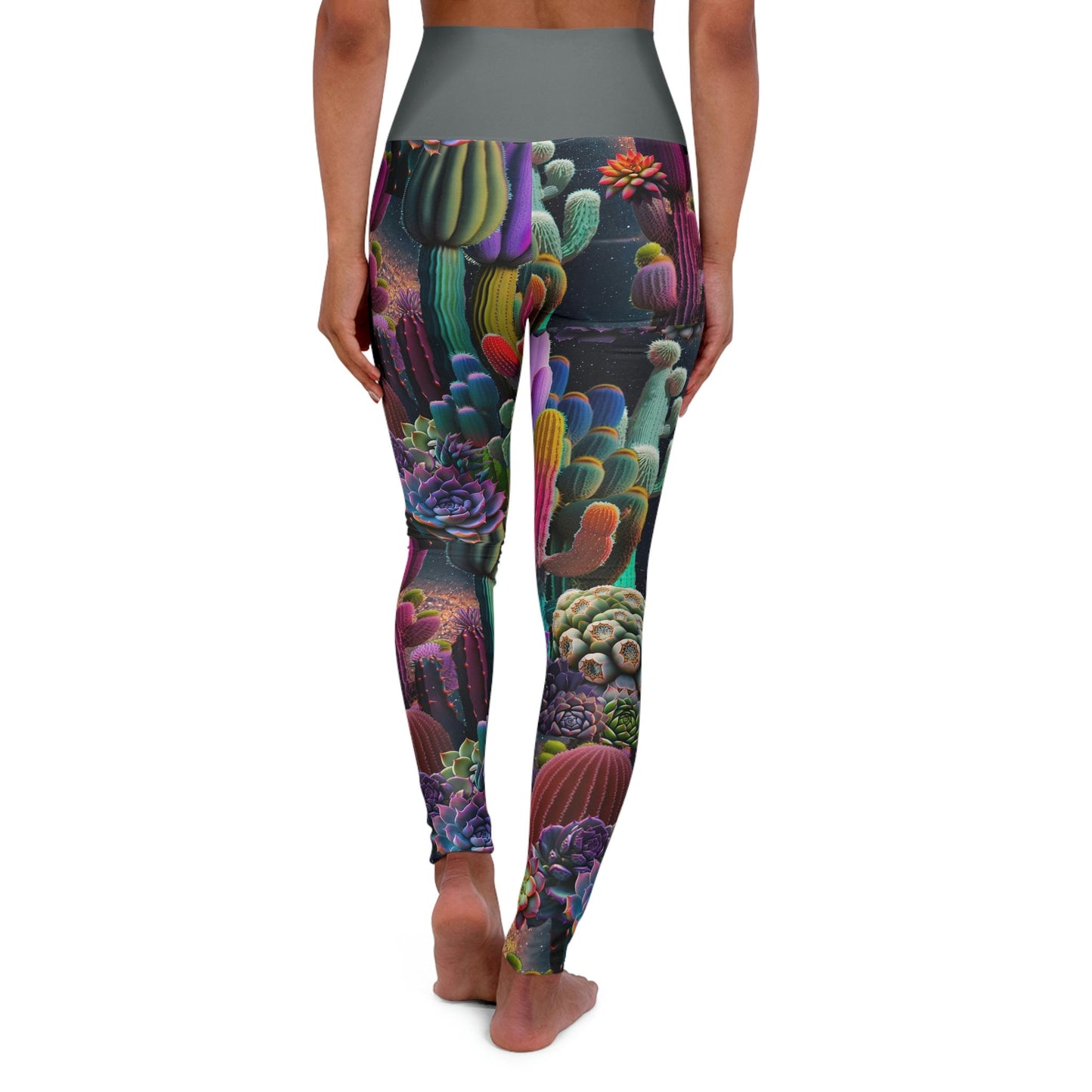 Coyote Cactus Dream High Waisted Yoga Leggings Cryptid Creatures Co