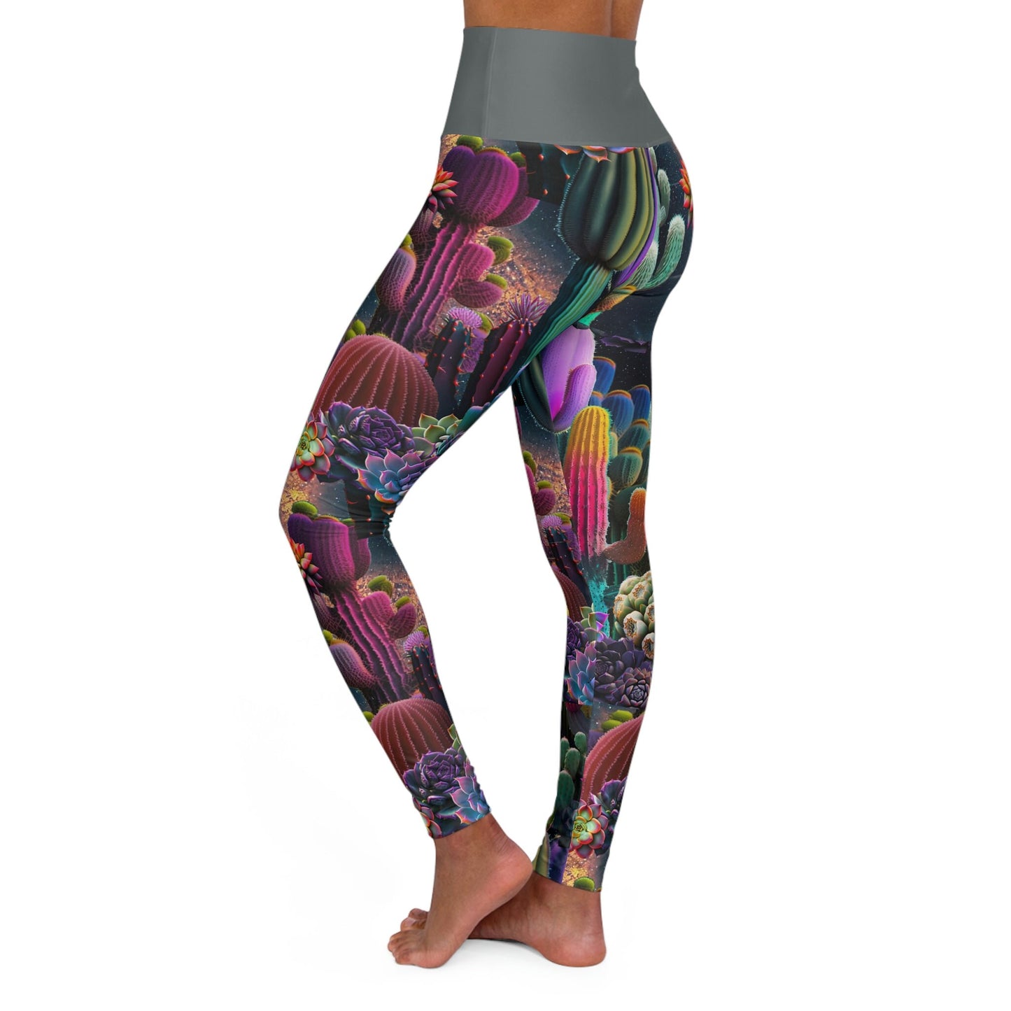 Coyote Cactus Dream High Waisted Yoga Leggings Cryptid Creatures Co