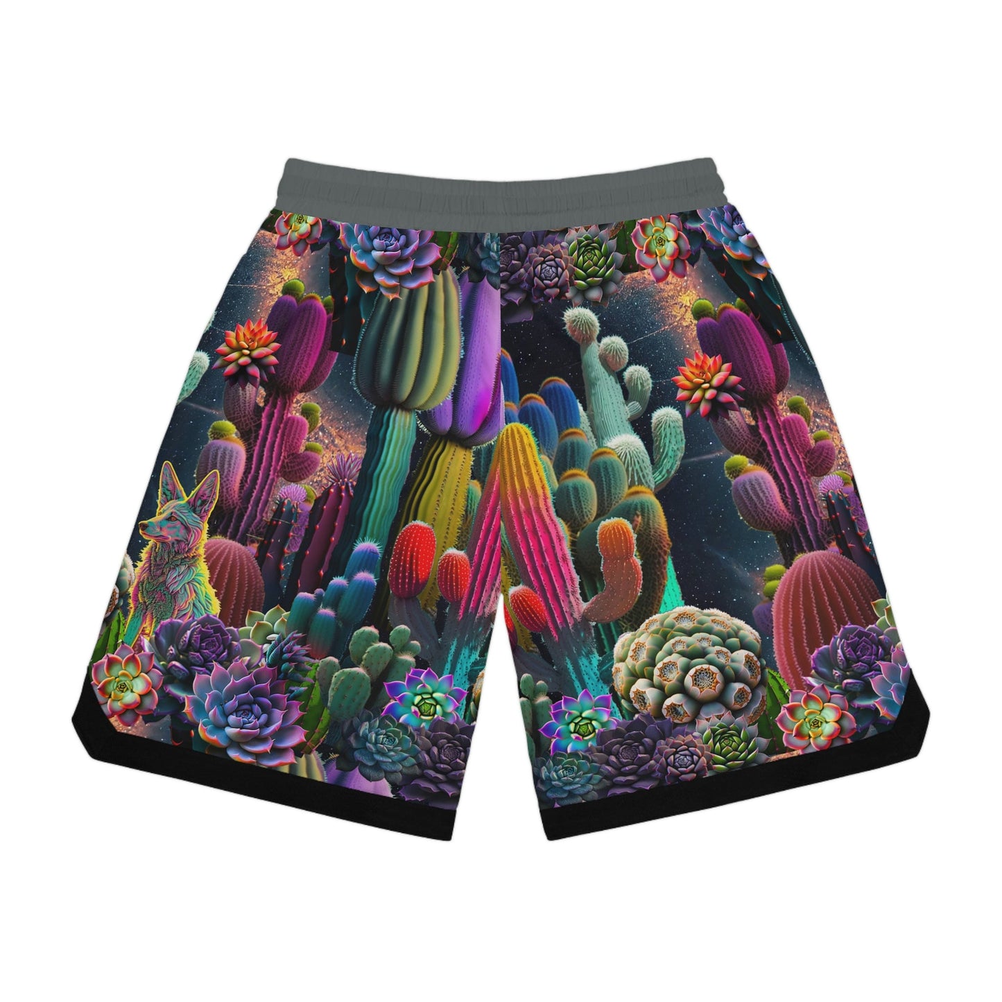 Coyote Cactus Dream Basketball Rib Shorts Flashy Gear Street Wear Cryptid Creatures Co