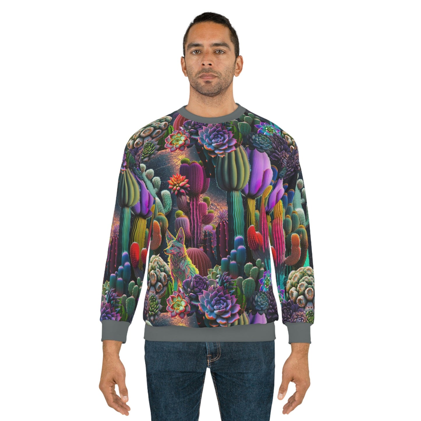 Coyote Cactus Dream Unisex Sweatshirt  Flashy Gear Street Wear Cryptid Creatures Co
