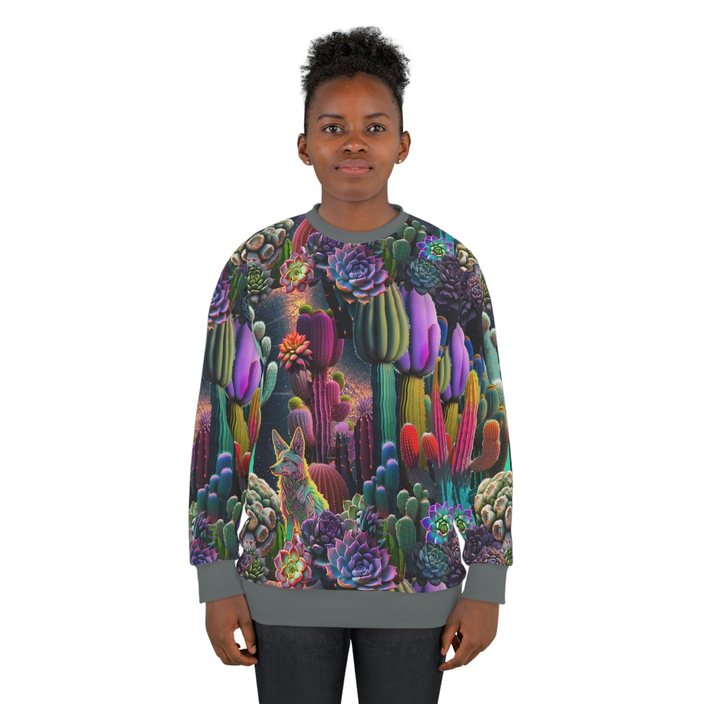 Coyote Cactus Dream Unisex Sweatshirt  Flashy Gear Street Wear Cryptid Creatures Co