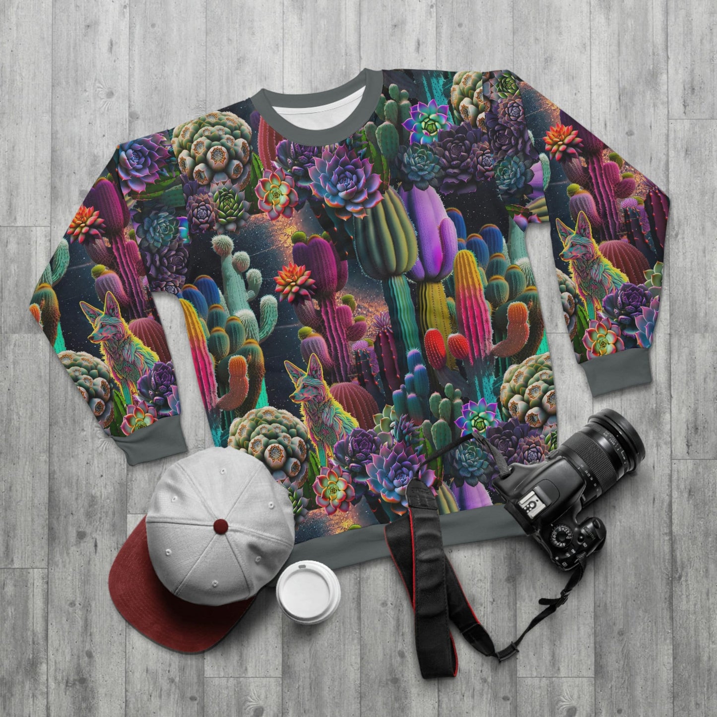 Coyote Cactus Dream Unisex Sweatshirt  Flashy Gear Street Wear Cryptid Creatures Co