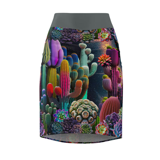 Coyote Cactus Dream Women's Pencil Skirt Cryptid Creatures Co