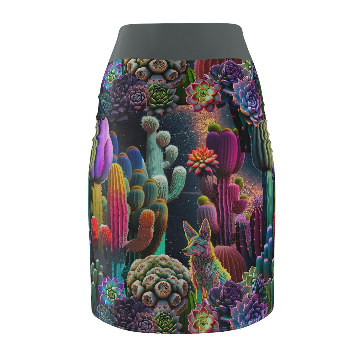 Coyote Cactus Dream Women's Pencil Skirt Cryptid Creatures Co