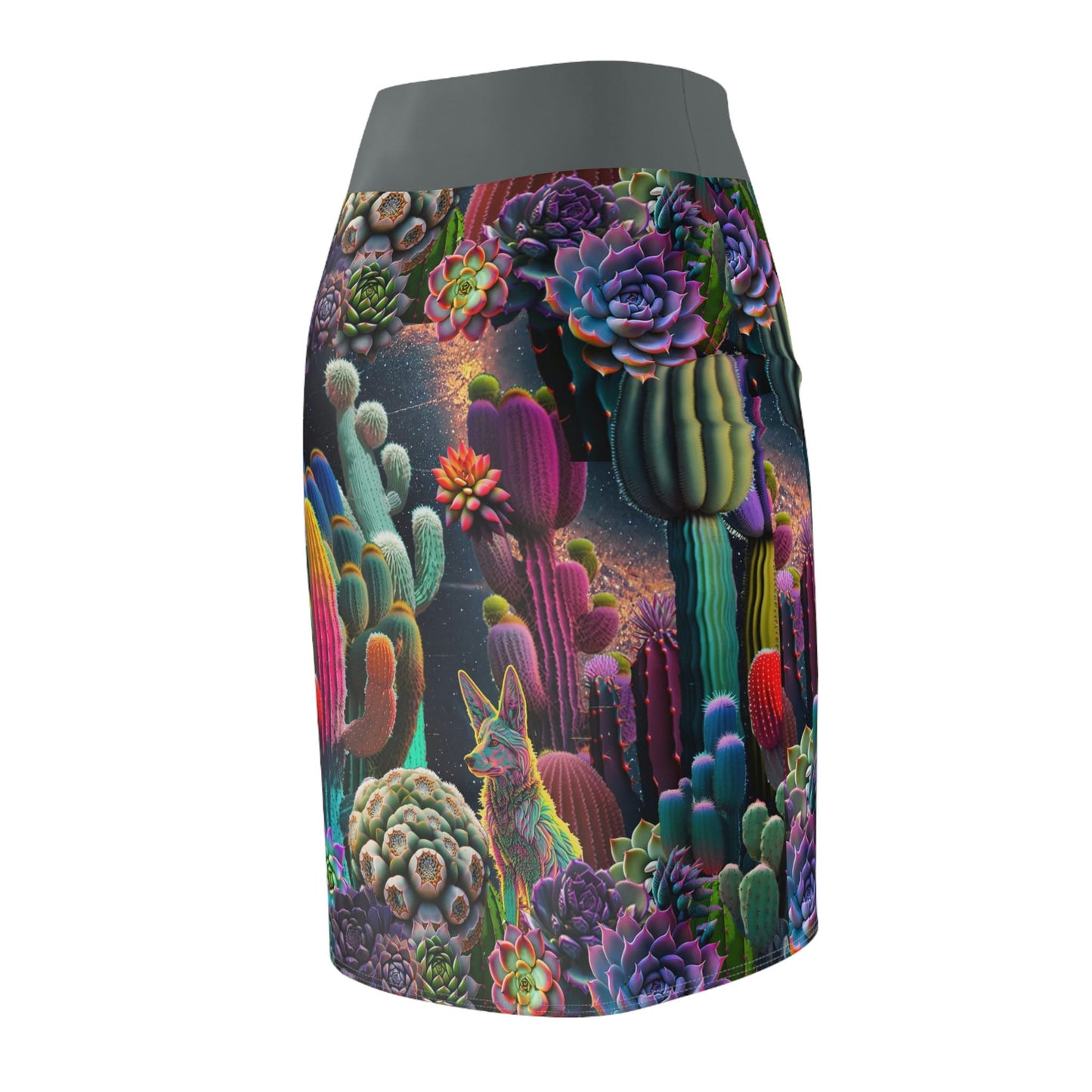 Coyote Cactus Dream Women's Pencil Skirt Cryptid Creatures Co