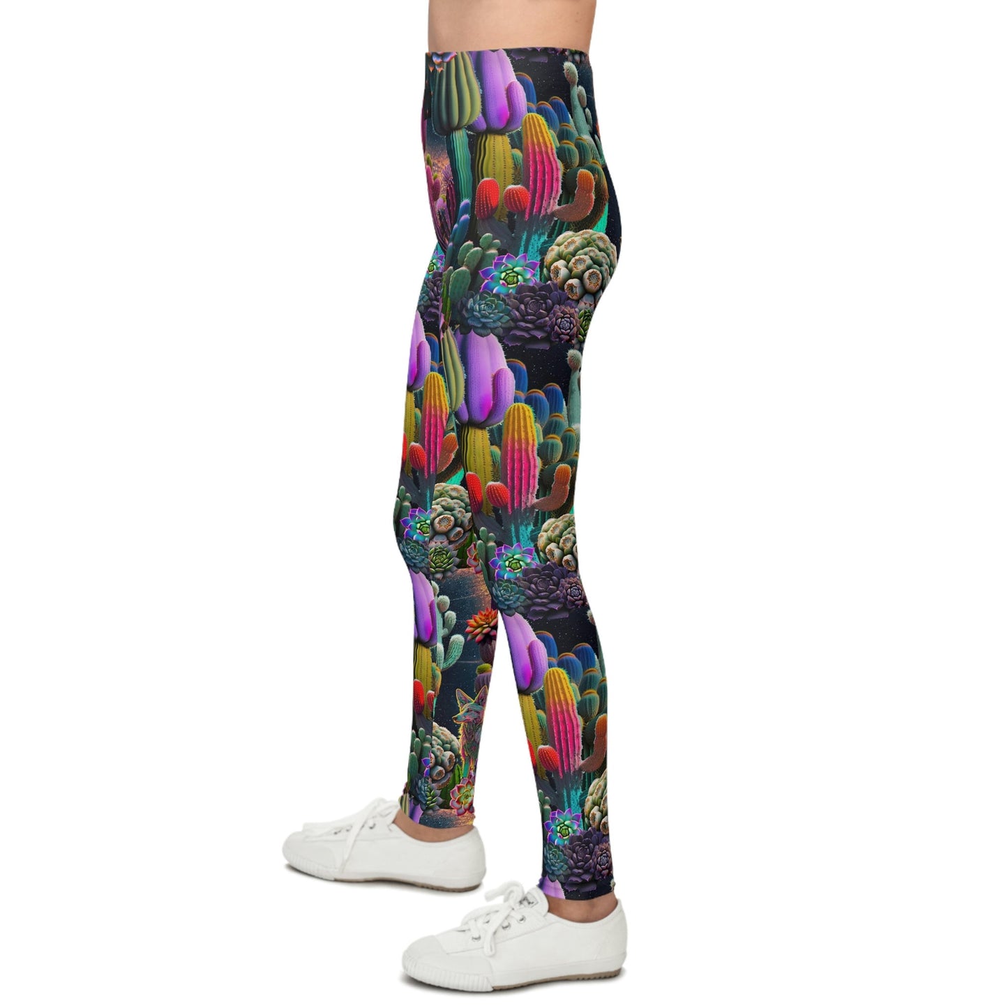 Coyote Cactus Dream Youth Leggings Women's Colorful  Cryptid Creatures Co