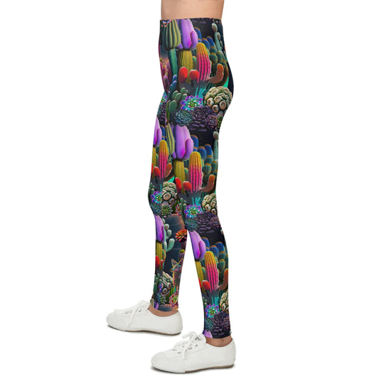 Coyote Cactus Dream Youth Leggings Women's Colorful  Cryptid Creatures Co