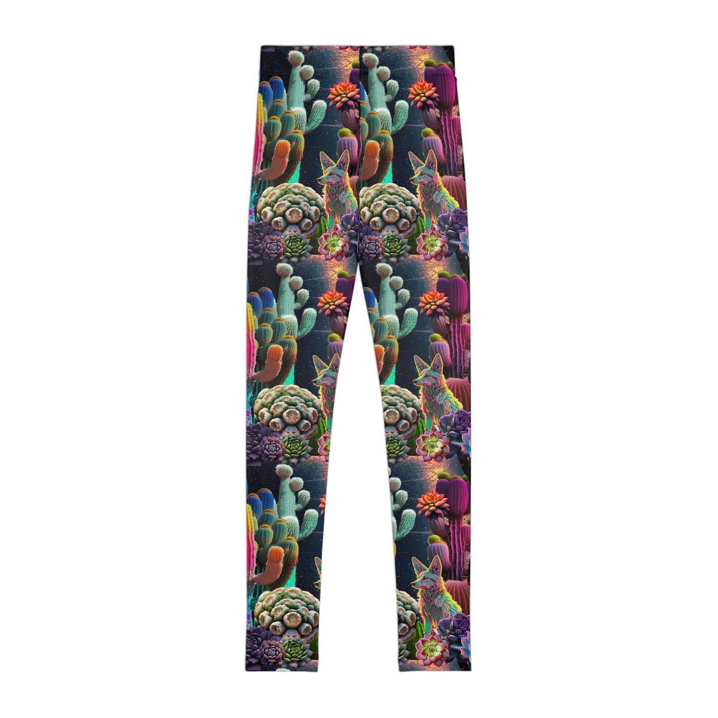 Coyote Cactus Dream Youth Leggings Women's Colorful  Cryptid Creatures Co