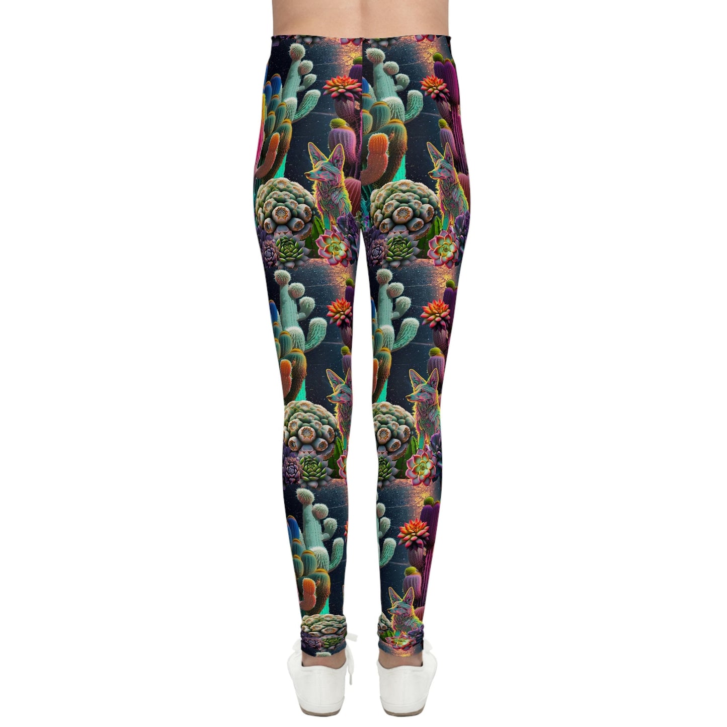 Coyote Cactus Dream Youth Leggings Women's Colorful  Cryptid Creatures Co